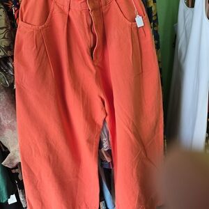 Bright Orange Wide-Leg Pants